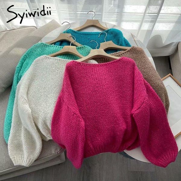 women's sweaters syiwidii fuchsia cropped sweater oversized long sleeve autumn winter 2021 fashion ladies pullover coarse yarn korean j, White;black
women's sweaters syiwidii fuchsia cropped sweater oversized long sleeve autumn winter 2021 fashion ladies pullover coarse yarn korean j, White;black