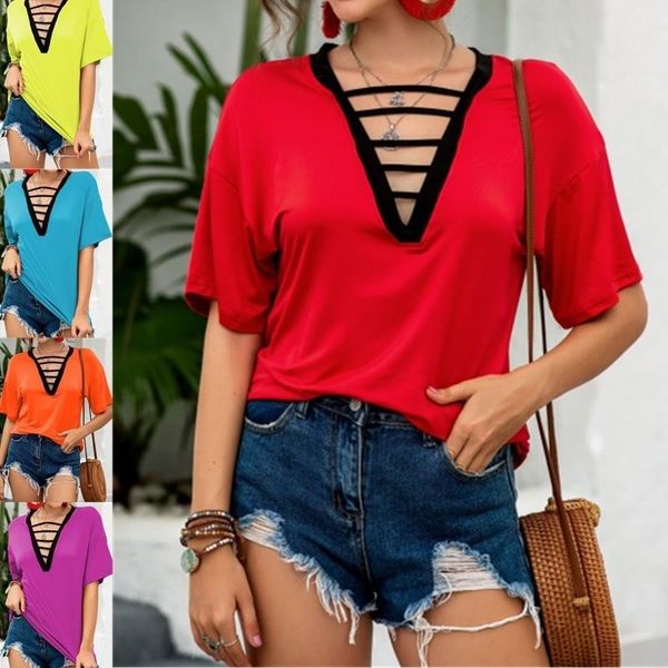 women's t-shirt women jumpers short sleeve cut out v-neck summer fashion pullover female solid t-shirts oversized s-5xl lady, White
women's t-shirt women jumpers short sleeve cut out v-neck summer fashion pullover female solid t-shirts oversized s-5xl lady, White