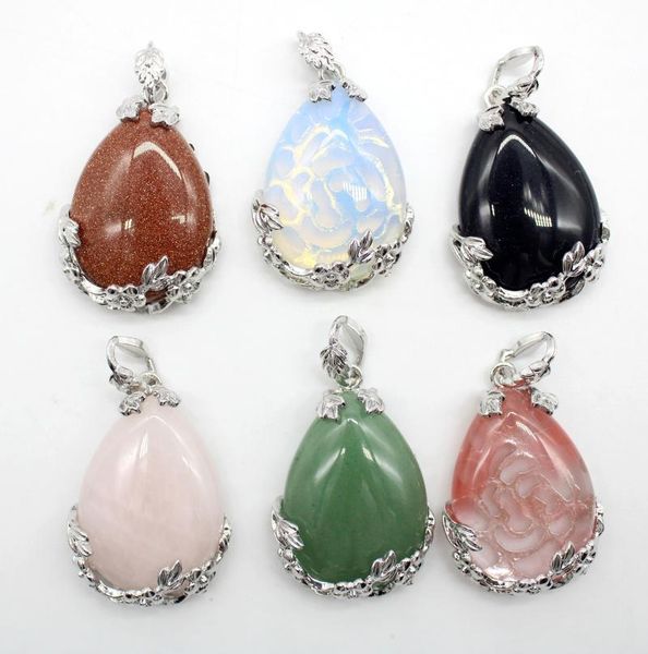 charms 6pcs/lot natural stone crystal alloy water drop beads pendants mixed colors diy for handmade necklace lucky healing jewelry, Bronze;silver
charms 6pcs/lot natural stone crystal alloy water drop beads pendants mixed colors diy for handmade necklace lucky healing jewelry, Bronze;silver