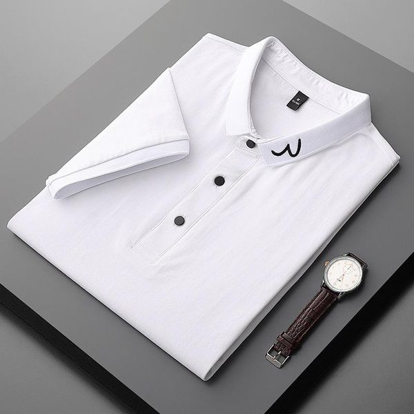 men's polos 2021 solid color shirts fashion lapel embroidery business casual tee blouse mens clothing short sleeve shirt, White;black
men's polos 2021 solid color shirts fashion lapel embroidery business casual tee blouse mens clothing short sleeve shirt, White;black