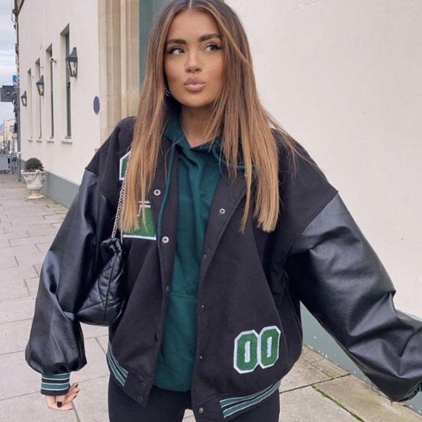 women's jackets coats and high street hip hop baseball uniform harajuku casual coat loose stitching jacket women, Black;brown
women's jackets coats and high street hip hop baseball uniform harajuku casual coat loose stitching jacket women, Black;brown