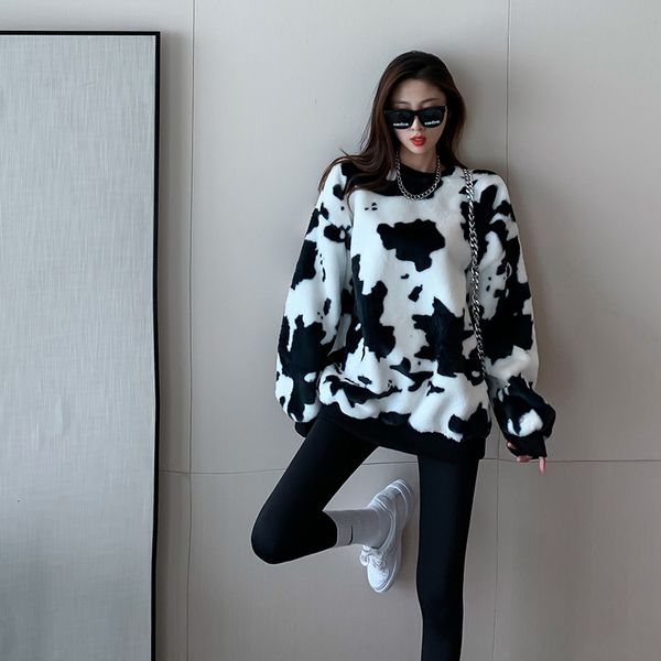 2021 new autumn and winter cow pattern lamb wool loose long-sleeved sweatshirt round neck pullover hoodie women f9rr, Black
2021 new autumn and winter cow pattern lamb wool loose long-sleeved sweatshirt round neck pullover hoodie women f9rr, Black