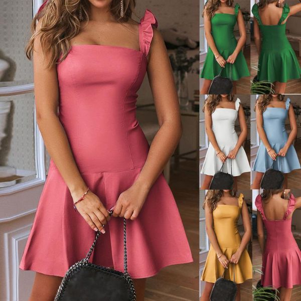 casual dresses ladies one-word neck women's summer dress solid color sleeveless mini party autumn ruffled elegant 2021, Black;gray
casual dresses ladies one-word neck women's summer dress solid color sleeveless mini party autumn ruffled elegant 2021, Black;gray