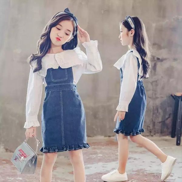 kids clothing set for girls childrens clothes 6 8 12 13 14 years autumn blouse denim overall dress 2 pcs, White
kids clothing set for girls childrens clothes 6 8 12 13 14 years autumn blouse denim overall dress 2 pcs, White