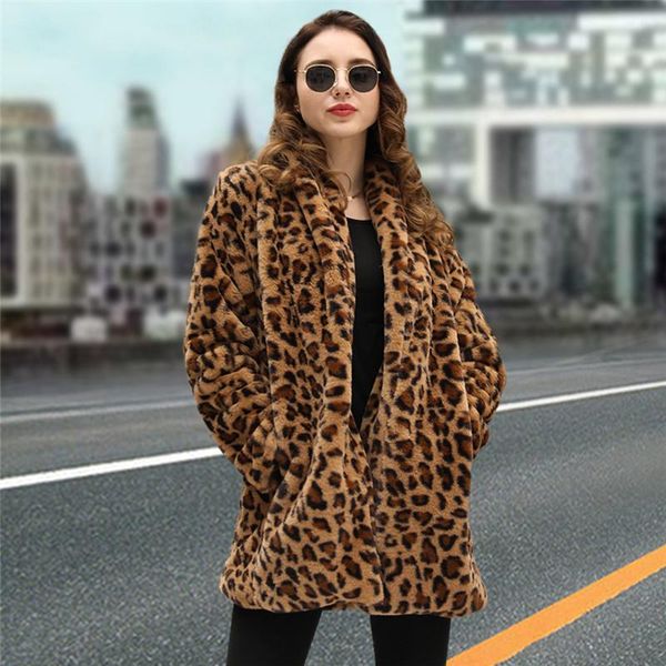 women's fur & faux classic leopard coats 2022 women coat luxury winter warm plush jacket fashion outwear fuzzy streetwear, Black
women's fur & faux classic leopard coats 2022 women coat luxury winter warm plush jacket fashion outwear fuzzy streetwear, Black