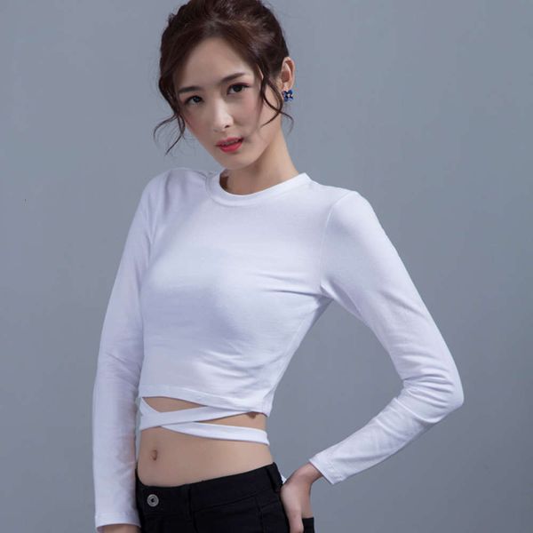 white short high waist strap open navel long sleeve base coat
white short high waist strap open navel long sleeve base coat