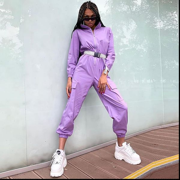casual go out sport overalls purple playsuit with belt for femme fashion new zipper half stand neck pocket jumpsuits, Black;white
casual go out sport overalls purple playsuit with belt for femme fashion new zipper half stand neck pocket jumpsuits, Black;white