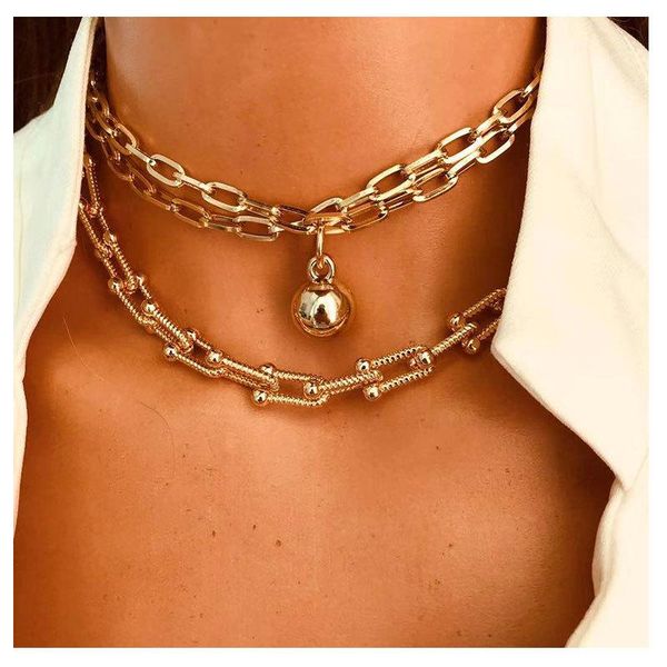 chokers multi layered gothic u shaped choker necklace collar gold color small ball pendant for women men jewelry, Golden;silver
chokers multi layered gothic u shaped choker necklace collar gold color small ball pendant for women men jewelry, Golden;silver
