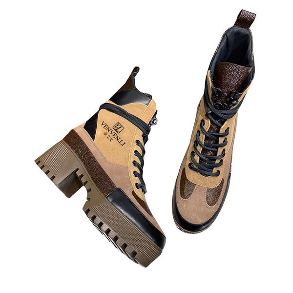 boots italy vvl british style lace up 2021 leather special counter sand with thick soles and high, Black 
boots italy vvl british style lace up 2021 leather special counter sand with thick soles and high, Black
