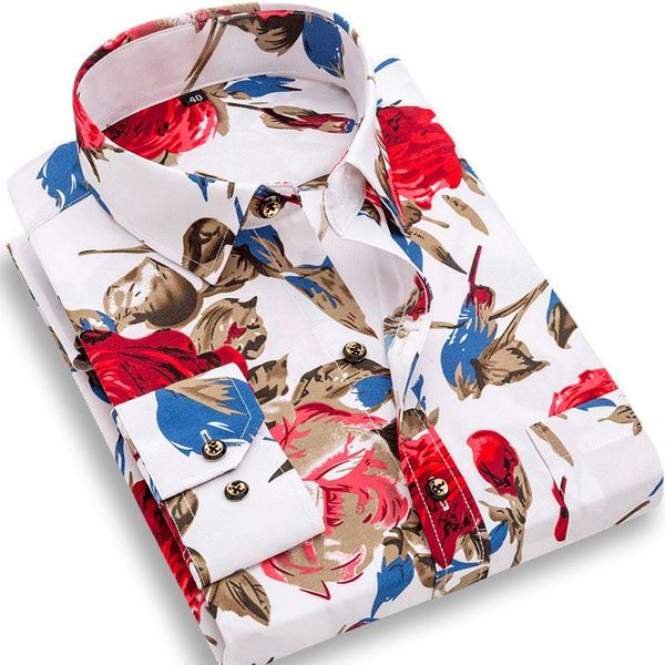 men's casual shirts fashion men's printed floral long sleeve shirt soft thin spring summer standard fit social business dress, White;black
men's casual shirts fashion men's printed floral long sleeve shirt soft thin spring summer standard fit social business dress, White;black