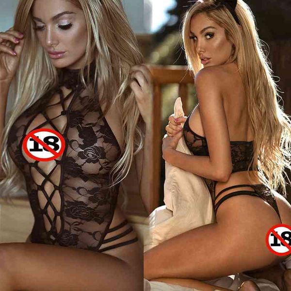 hollowed out lace bandage perspective one-piece cat girl underwear 1087, Black;white