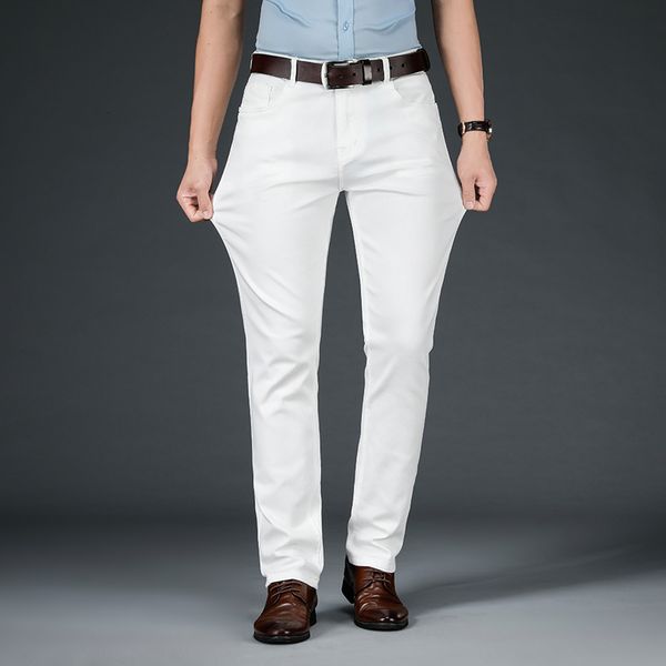 2021 autumn new men's white straight classic style fashion business cotton elasticity denim trousers male brand gb3i, Blue
2021 autumn new men's white straight classic style fashion business cotton elasticity denim trousers male brand gb3i, Blue