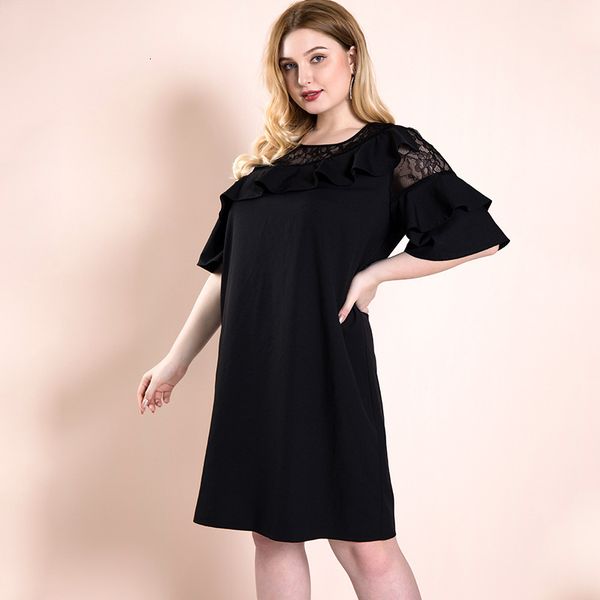 2021 new large size black elegant women's es female office oversize ruffles lace clothes for european summer wear flare sleeve 2a2b, Black;gray
2021 new large size black elegant women's es female office oversize ruffles lace clothes for european summer wear flare sleeve 2a2b, Black;gray