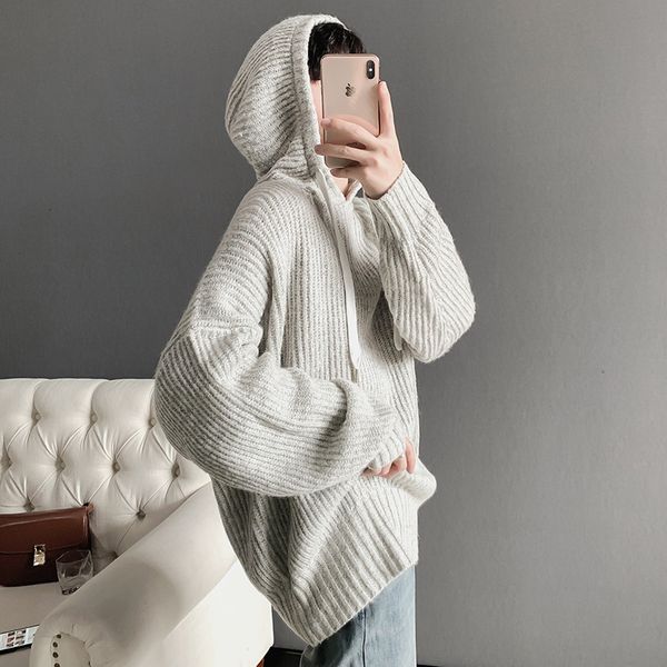 hooded sweater winter men's warm solid color casual knit pullover man sweter clothes loose long-sleeved sweaters men ao55, White
hooded sweater winter men's warm solid color casual knit pullover man sweter clothes loose long-sleeved sweaters men ao55, White