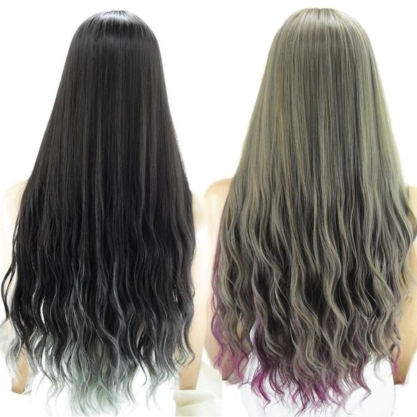chemical fiber head, wig, bangs, curly hair, female big wave, gradient color, corn wave, Black
chemical fiber head, wig, bangs, curly hair, female big wave, gradient color, corn wave, Black