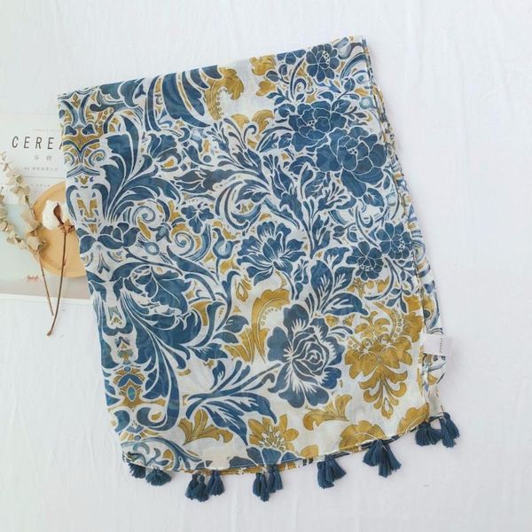 scarves spring 2021 cotton and linen scarf retro exotic blue print national style decorative beach sunscreen shawl, Blue;gray
scarves spring 2021 cotton and linen scarf retro exotic blue print national style decorative beach sunscreen shawl, Blue;gray