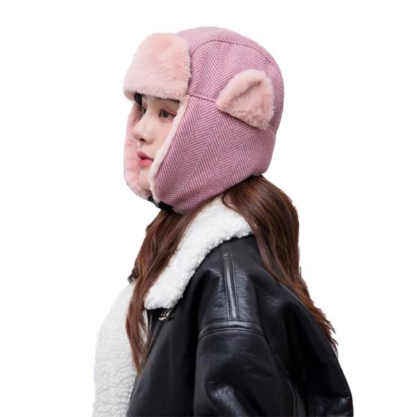 berets russian hat female korean cute winter cycling windproof earflap classic herringbone men's outdoor ushanka trapper bomber, Blue;gray 
berets russian hat female korean cute winter cycling windproof earflap classic herringbone men's outdoor ushanka trapper bomber, Blue;gray