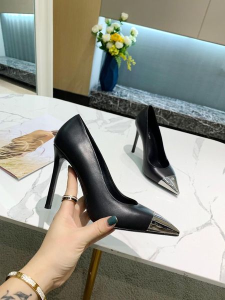 dress shoes 2021 net red metal pointed shallow mouth thin heel high women's single iron head, Black
dress shoes 2021 net red metal pointed shallow mouth thin heel high women's single iron head, Black