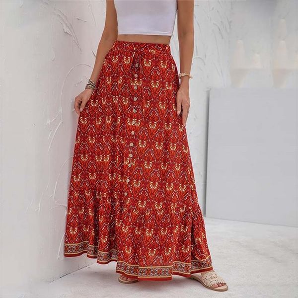 summer print casual loose womens skirt high waist vintage button split fork ankle length streetwear beach ladies skirts, Black
summer print casual loose womens skirt high waist vintage button split fork ankle length streetwear beach ladies skirts, Black