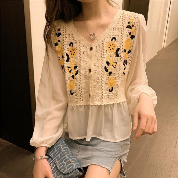 summer style crochet embroidery knitted cardigan chiffon lantern sleeve women's t-shirt, White
summer style crochet embroidery knitted cardigan chiffon lantern sleeve women's t-shirt, White