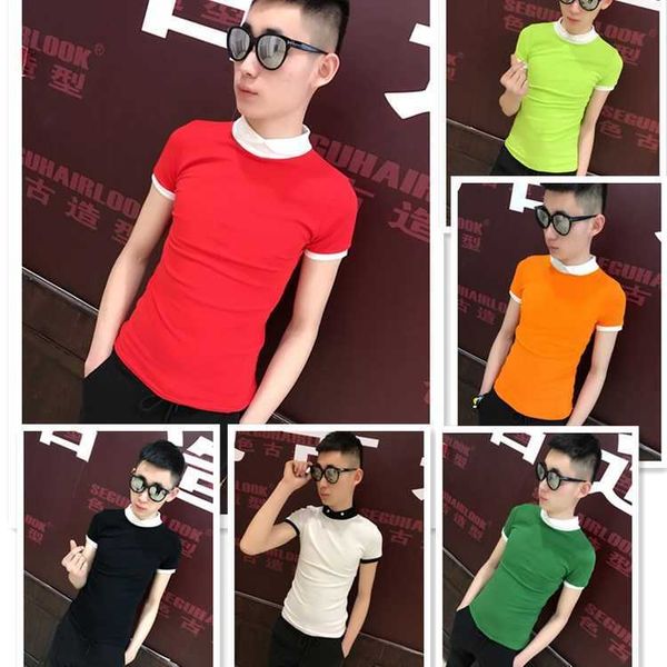 w0505 quick kwai net red same style short sleeved lapel tight t-shirt, slim shirt, social spirit boy, half sleeved t, White;black
w0505 quick kwai net red same style short sleeved lapel tight t-shirt, slim shirt, social spirit boy, half sleeved t, White;black
