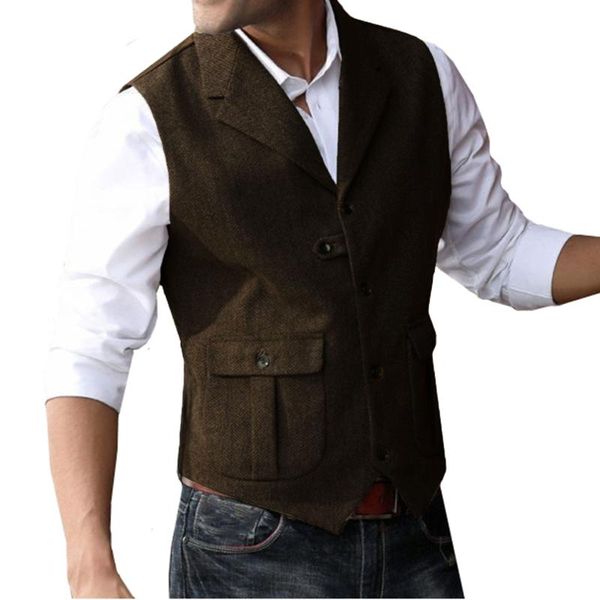 men's vests 2022 brown vest wedding herringbone tweed business suit waistcoat sleeveless jacket tailor-made vintage for man, Black;white
men's vests 2022 brown vest wedding herringbone tweed business suit waistcoat sleeveless jacket tailor-made vintage for man, Black;white