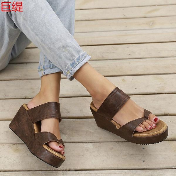 sandals women's with large slope heel and light sole, Black
sandals women's with large slope heel and light sole, Black