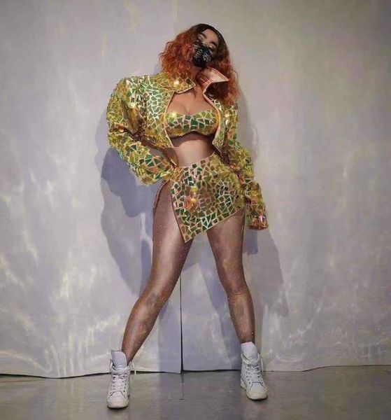 women's tracksuits shing sequin 3-piece set bra+skirt+jacket outfit women nightclub party dj stage wear hip hop singer dancer show cost, Gray
women's tracksuits shing sequin 3-piece set bra+skirt+jacket outfit women nightclub party dj stage wear hip hop singer dancer show cost, Gray
