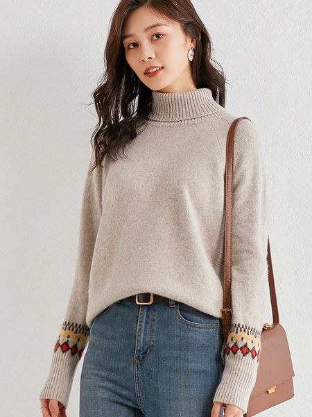 turtleneck women's 100% jumper real fine wool pullover lower hem jacquard sweater raglan sleeve 2021 winte byy8, White;black
turtleneck women's 100% jumper real fine wool pullover lower hem jacquard sweater raglan sleeve 2021 winte byy8, White;black