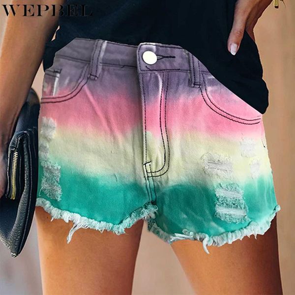 women's shorts wepbel tie-dye printed denim summer fashion button casual mid-waist ripped straight, White;black
women's shorts wepbel tie-dye printed denim summer fashion button casual mid-waist ripped straight, White;black