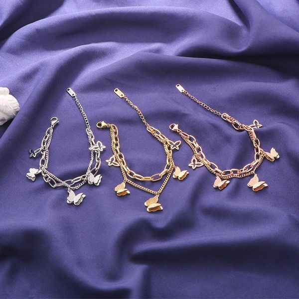 charm bracelets fashion matte butterfly bracelet for women rose gold stainless steel insect femme double layer guba chain jewelry, Golden;silver
charm bracelets fashion matte butterfly bracelet for women rose gold stainless steel insect femme double layer guba chain jewelry, Golden;silver