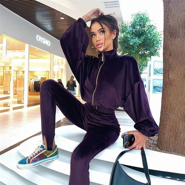 women's two piece pants velvet tracksuit women long sleeve crop sweatshirt+casual autumn streetwear set matching suit outfits, White
women's two piece pants velvet tracksuit women long sleeve crop sweatshirt+casual autumn streetwear set matching suit outfits, White