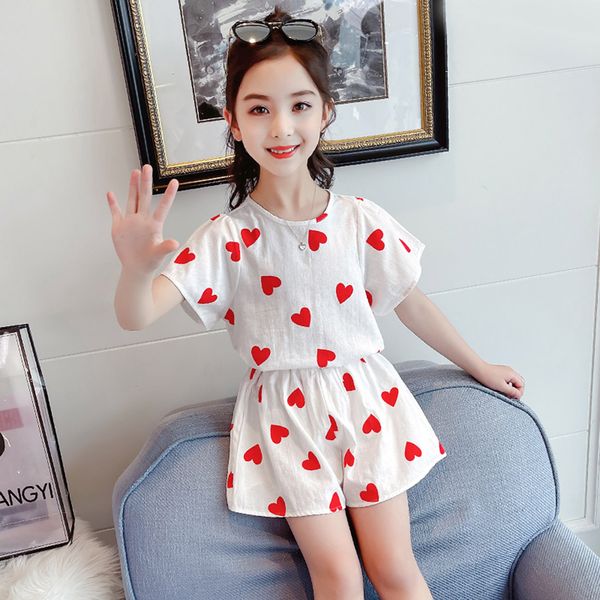girls clothes clothes heart pattern + short clothes for girls summer girls set casual style childrens clothing 6 8 10 12, White
girls clothes clothes heart pattern + short clothes for girls summer girls set casual style childrens clothing 6 8 10 12, White