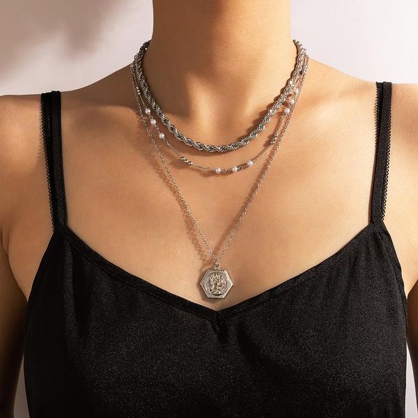 pendant necklaces tocona punk pearl stone coin necklace for women charms silver color multi-layer thick chain party jewelry collar 17985
pendant necklaces tocona punk pearl stone coin necklace for women charms silver color multi-layer thick chain party jewelry collar 17985