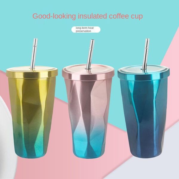 new style stainless steel 500ml vacuum flask, diamond shaped coffee cup with straw, 304 stainless steel water cup
new style stainless steel 500ml vacuum flask, diamond shaped coffee cup with straw, 304 stainless steel water cup