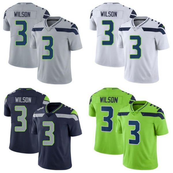 seattle seahawks men #3 russell wilson women youth jersey, Black