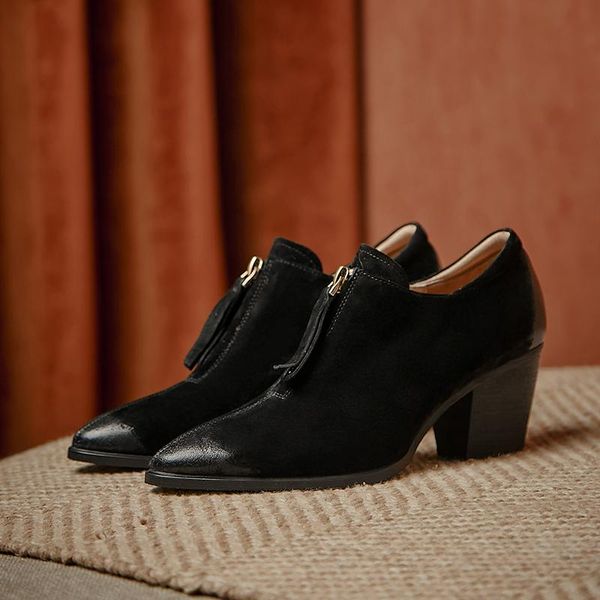 sklfgxzy fashion casual pumps genuine leather pointed toe square heel shoes slip-on special women's pumps, Black
sklfgxzy fashion casual pumps genuine leather pointed toe square heel shoes slip-on special women's pumps, Black