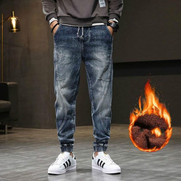 fleece jeans men relaxed streetwear drawstring elastic tapered baggy harem pantswaist casual joggers pants men's jeans trousers, Blue
fleece jeans men relaxed streetwear drawstring elastic tapered baggy harem pantswaist casual joggers pants men's jeans trousers, Blue