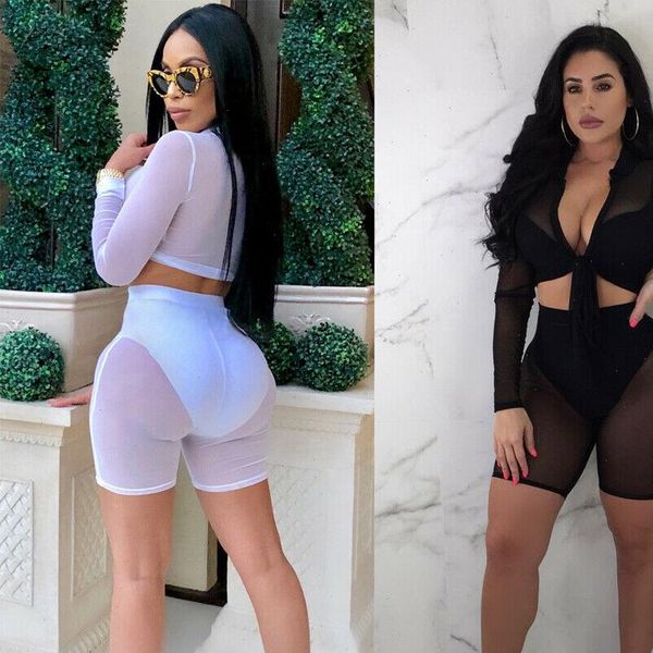 women plus size two pieces long sleeve see through mesh fishnet crop t shirt and shorts set, Gray
women plus size two pieces long sleeve see through mesh fishnet crop t shirt and shorts set, Gray