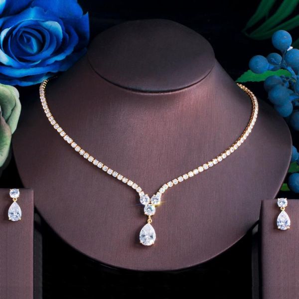 earrings & necklace threegraces gorgeous cubic zirconia gold color fashion water drop dangle set for women party jewelry tz611, Silver
earrings & necklace threegraces gorgeous cubic zirconia gold color fashion water drop dangle set for women party jewelry tz611, Silver