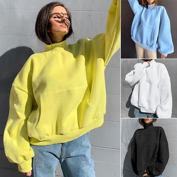 casual loose sweatshirt women long sleeve turtleneck with pockets autumn winter solid color and pullovers, Black
casual loose sweatshirt women long sleeve turtleneck with pockets autumn winter solid color and pullovers, Black