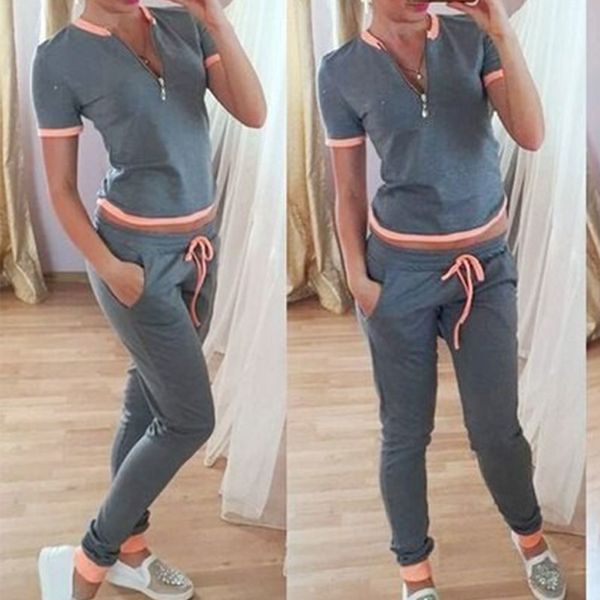 new women summer fashion casual short sleeves tracksuits zip up sportswear suits y19062601, White
new women summer fashion casual short sleeves tracksuits zip up sportswear suits y19062601, White
