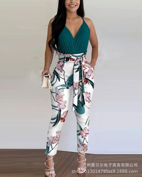women's two piece pants 2021 fashion color contrast printing two-piece suit v-neck sleeveless casual lace up long sets for elegant, White
women's two piece pants 2021 fashion color contrast printing two-piece suit v-neck sleeveless casual lace up long sets for elegant, White