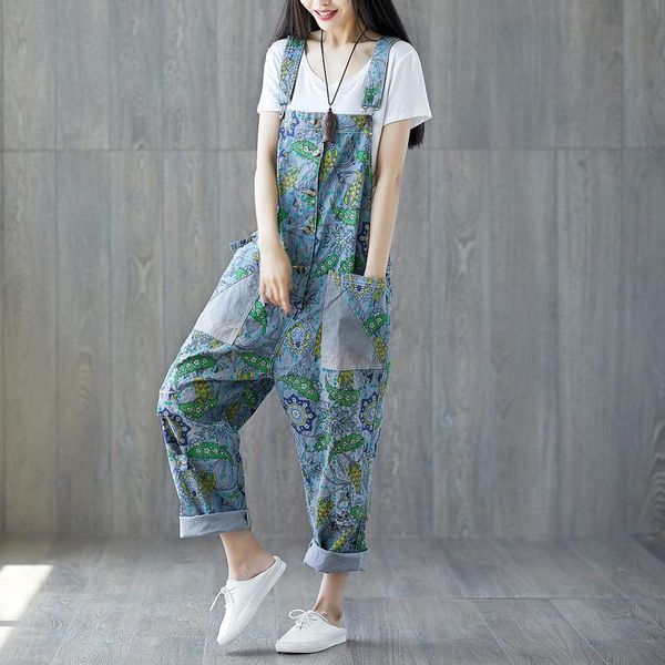 women's jeans wide leg bib denim overalls 2021 women vintage printed flower big pocket jean jumpsuit female oversize drop crotch romper, Blue
women's jeans wide leg bib denim overalls 2021 women vintage printed flower big pocket jean jumpsuit female oversize drop crotch romper, Blue