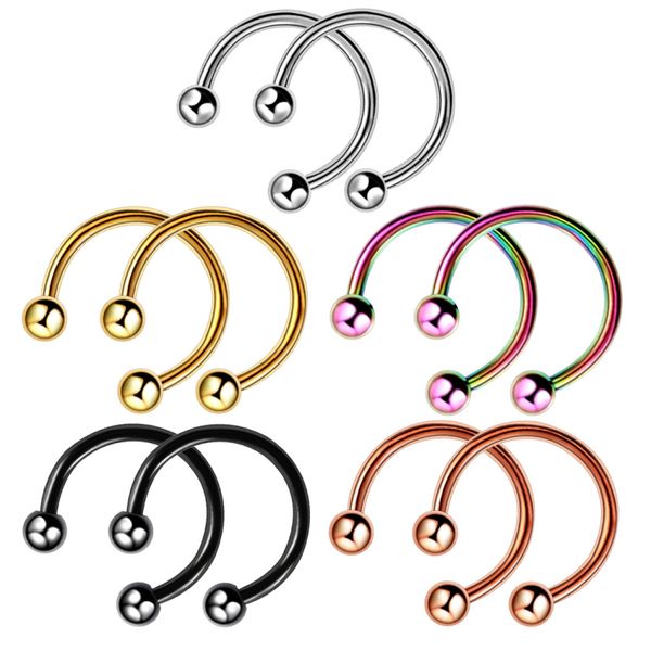 

Cool Horseshoe Stud Nose Rings Anti-allergic 316L Stainless Steel Perforation Studs For Men Women