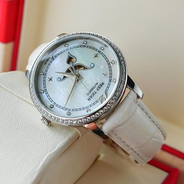 wristwatches reef tiger designer fashion watch with white mop dial steel watches for women diamonds automatic rga1550, Slivery;brown
wristwatches reef tiger designer fashion watch with white mop dial steel watches for women diamonds automatic rga1550, Slivery;brown