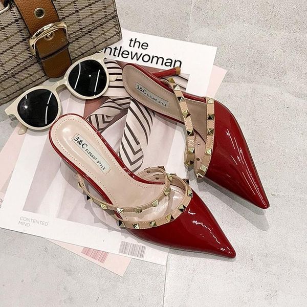 slippers 2021 summer style sandals for women wear fashion korean version rivet thin high heel versatile half, Black
slippers 2021 summer style sandals for women wear fashion korean version rivet thin high heel versatile half, Black