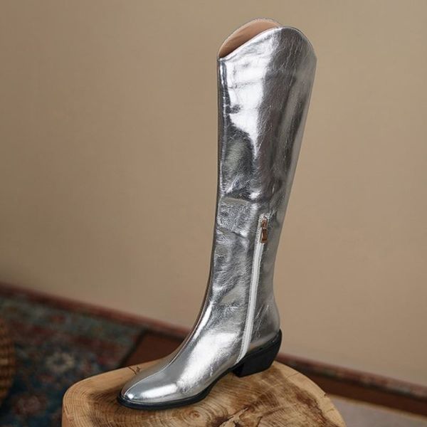 Size 32-43 New Women Real Leather Knee High Boots Thick High Heels Ridding Boots Fashion Winter Cool Ladies Footwear, Silver without fur
Size 32-43 New Women Real Leather Knee High Boots Thick High Heels Ridding Boots Fashion Winter Cool Ladies Footwear, Silver without fur