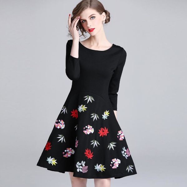 female vintage black winter new embroidery 3/4 dressed party dress women uu7j, Black;gray
female vintage black winter new embroidery 3/4 dressed party dress women uu7j, Black;gray