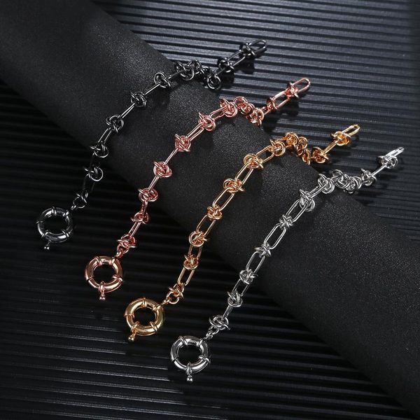 link, chain simple and ins style fashion creative sailor buckle gold plated bracelet women, Black
link, chain simple and ins style fashion creative sailor buckle gold plated bracelet women, Black
